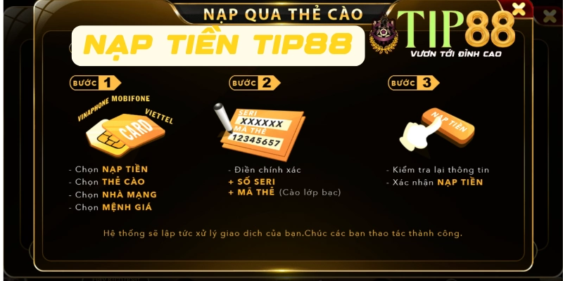 Các lưu ý khi nạp tiền TIP88